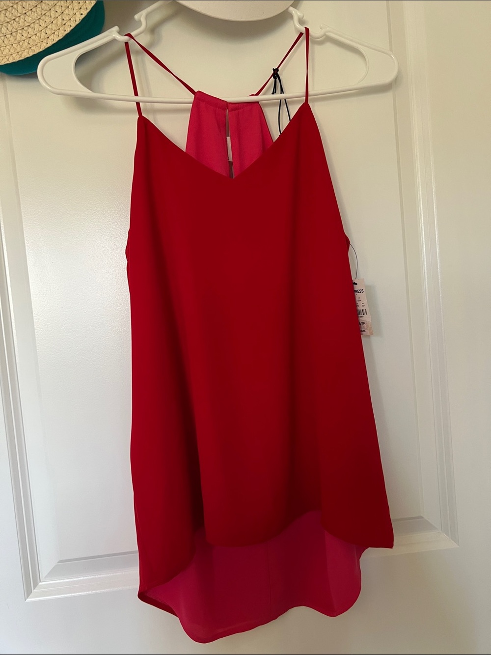 Express Red/Pink Women's Spaghetti Strap Tank Top
